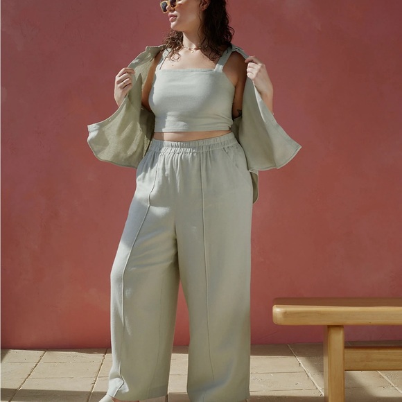 Madewell Breezewoven Beachside Shirttail Top in Ashen Sage in Size Large - Picture 2 of 5